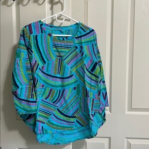 Fresh Produce Multicolor Abstract Striped Top